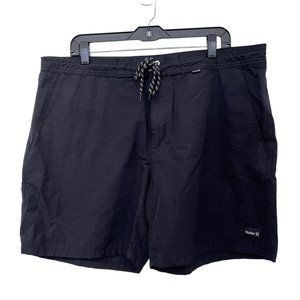 Hurley mens tie front boardshorts black solid‎ black  Size: 38